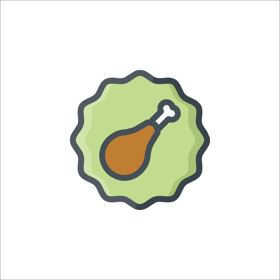 A chicken leg in a green and white badge vector