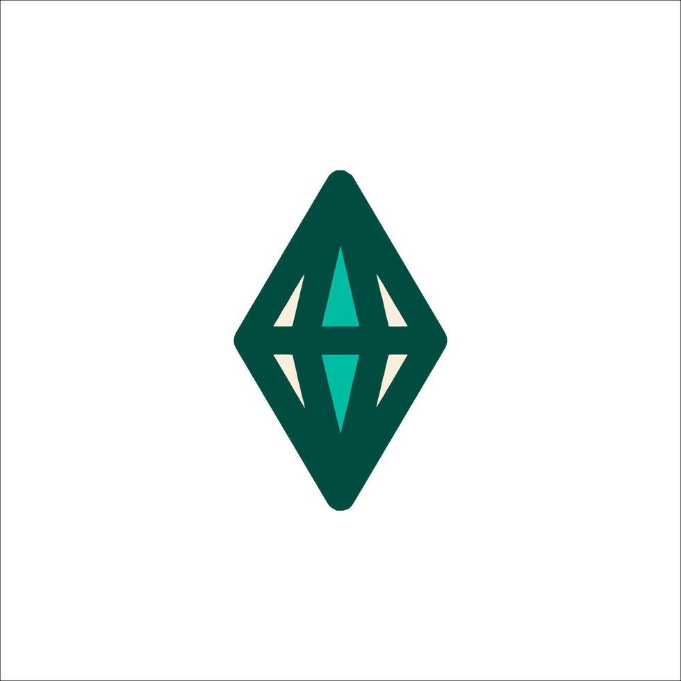 A green diamond shaped logo with a white background vector