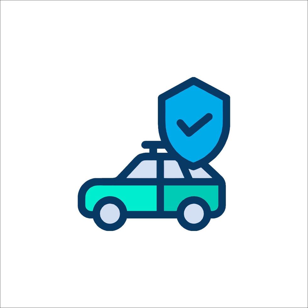 Car with shield icon vector