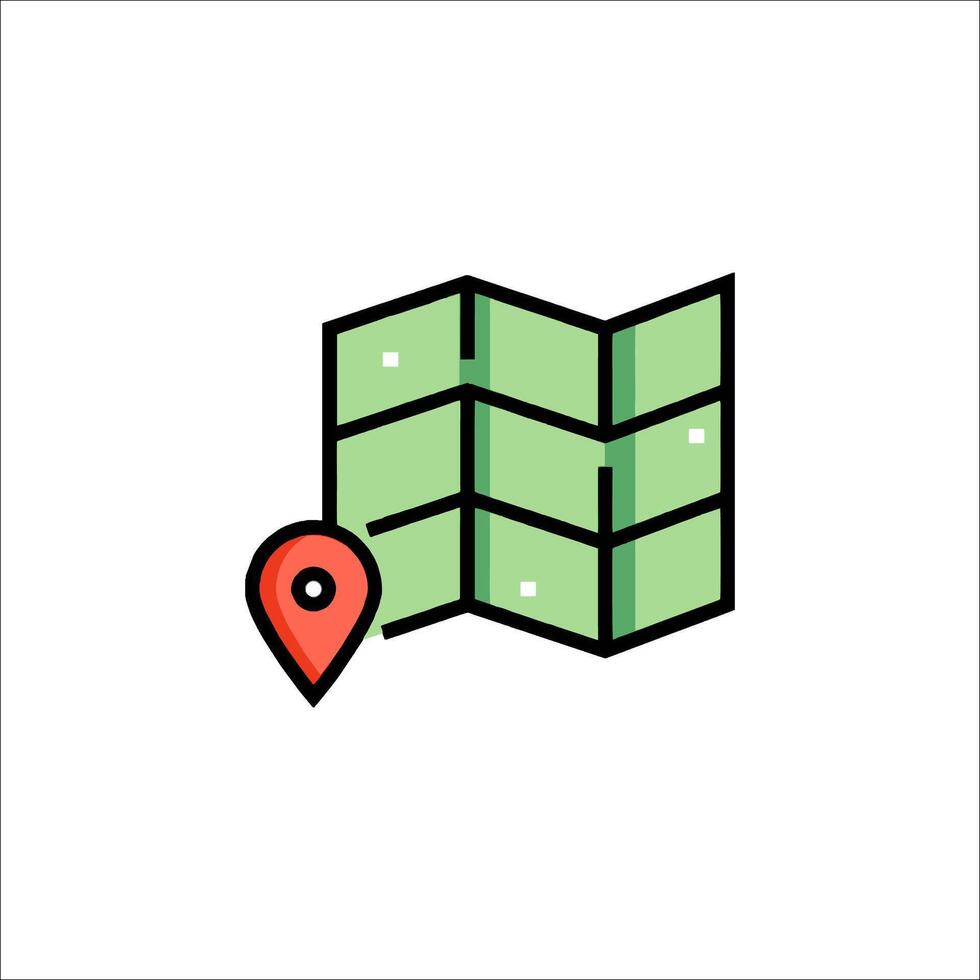 A map icon with a pin pointing to it vector