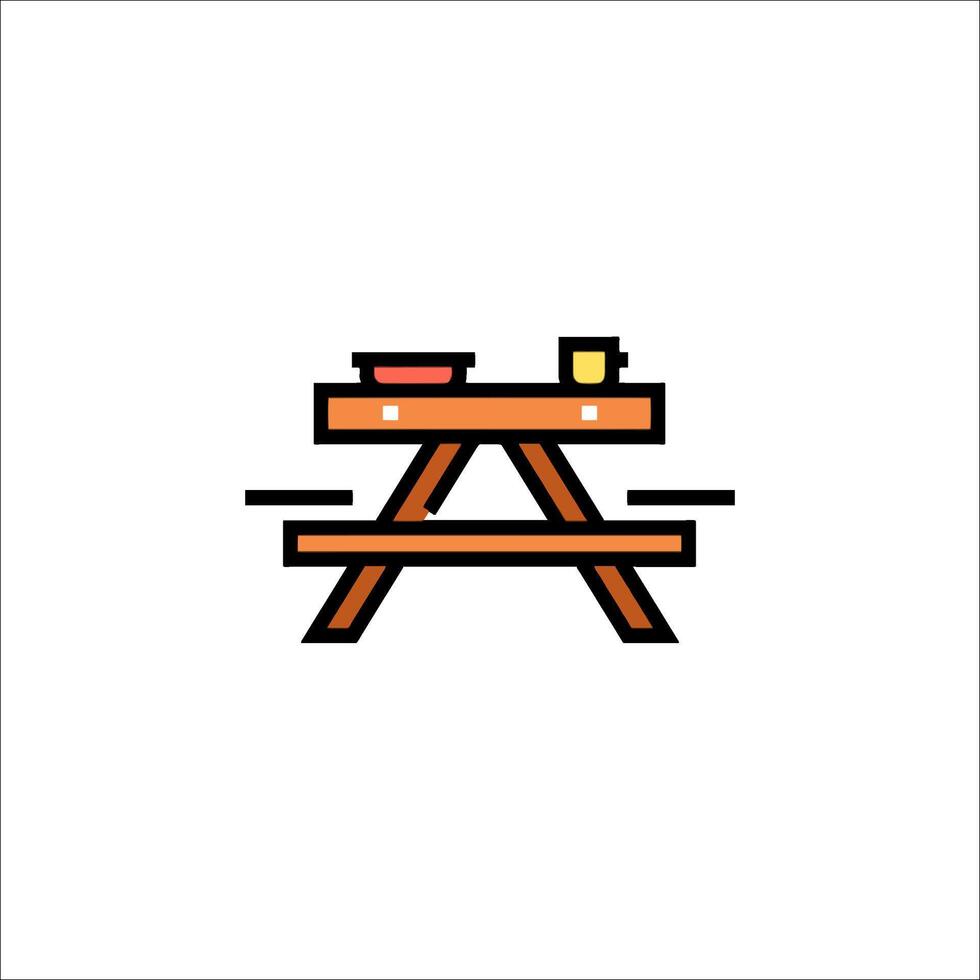 Picnic table icon illustration vector