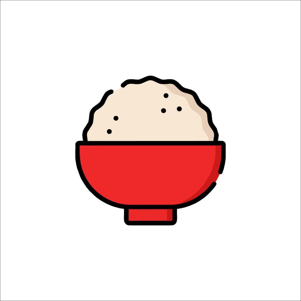 Rice bowl icon on white background vector