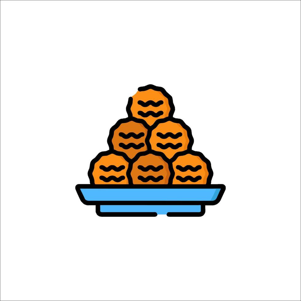 A plate with a pile of food on it vector