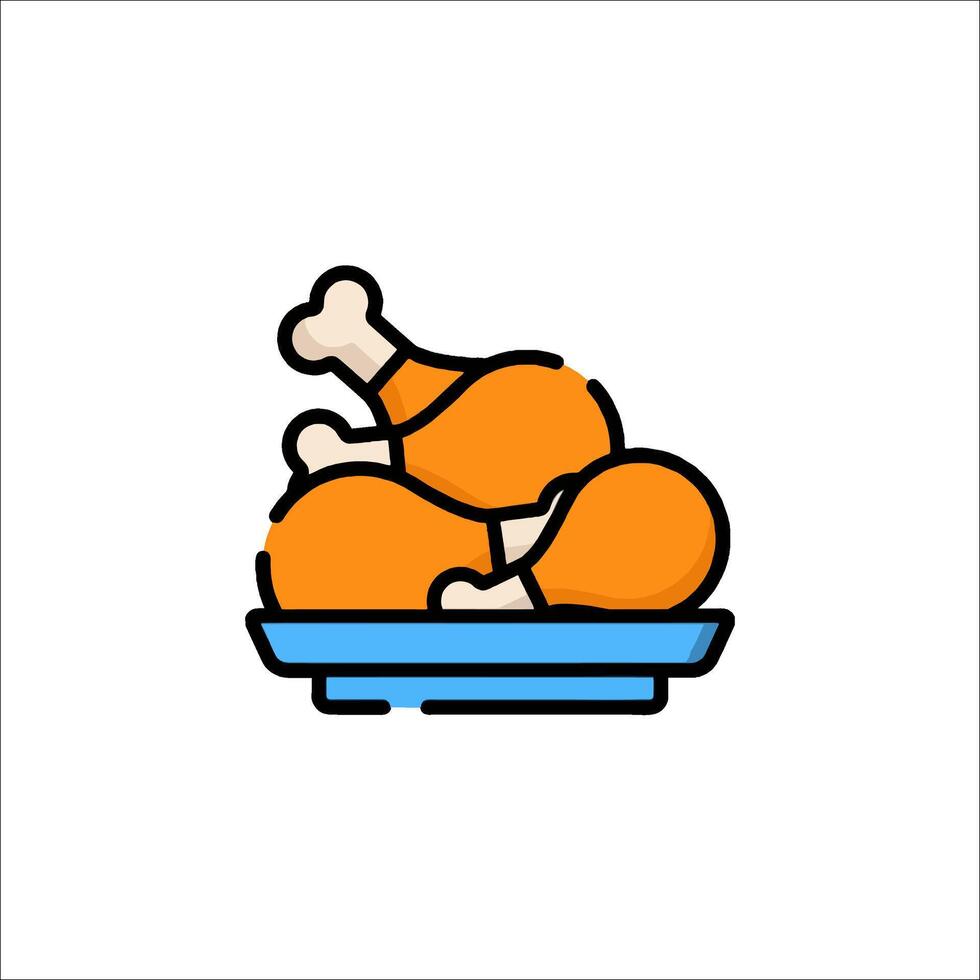 A plate with chicken on it and a knife vector
