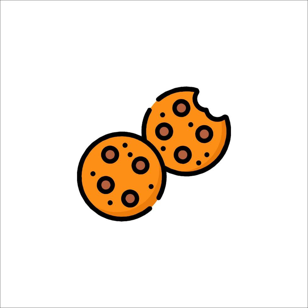 Two cookies are shown in a flat line style vector