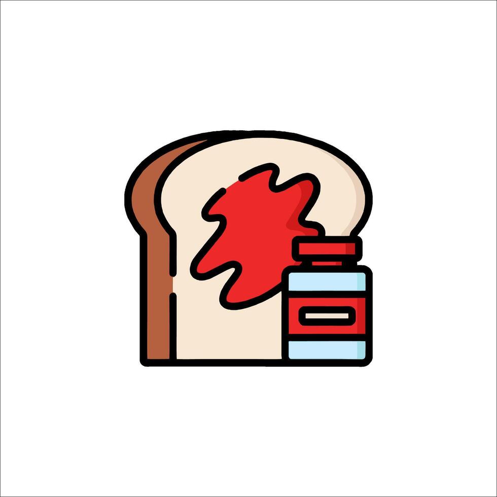 A slice of bread with jam on it and a jar of jelly vector