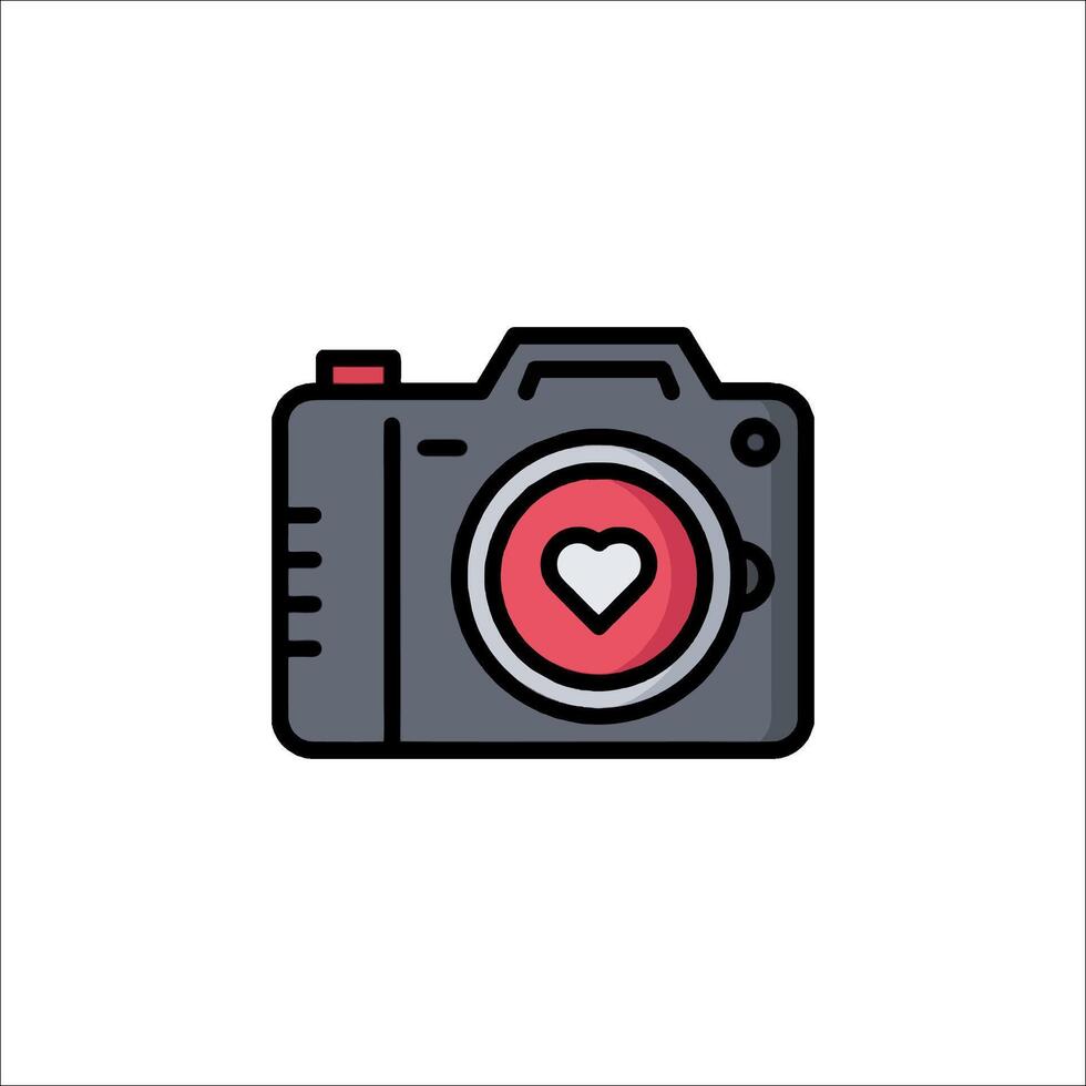 A camera with a heart icon on it vector