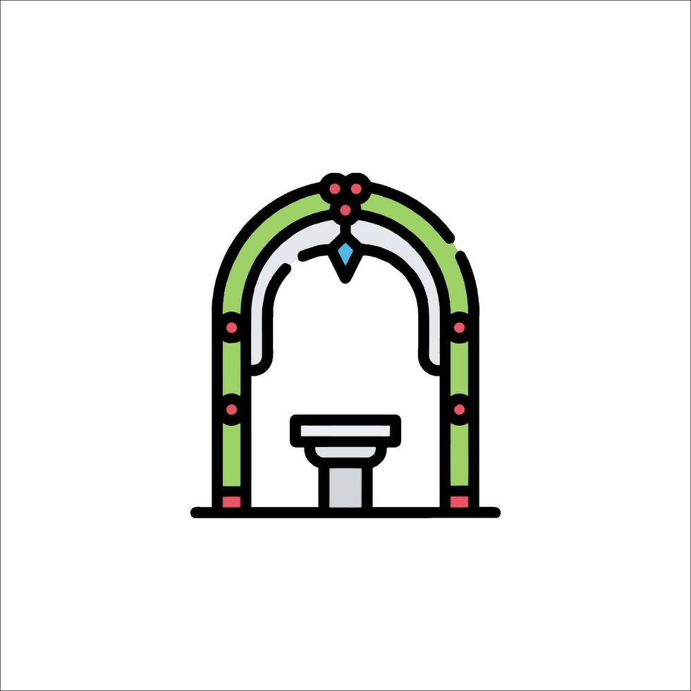 A wedding arch with a chair inside vector
