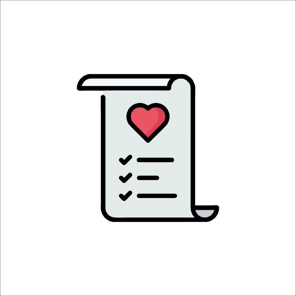 A heart on a paper with a check list icon vector