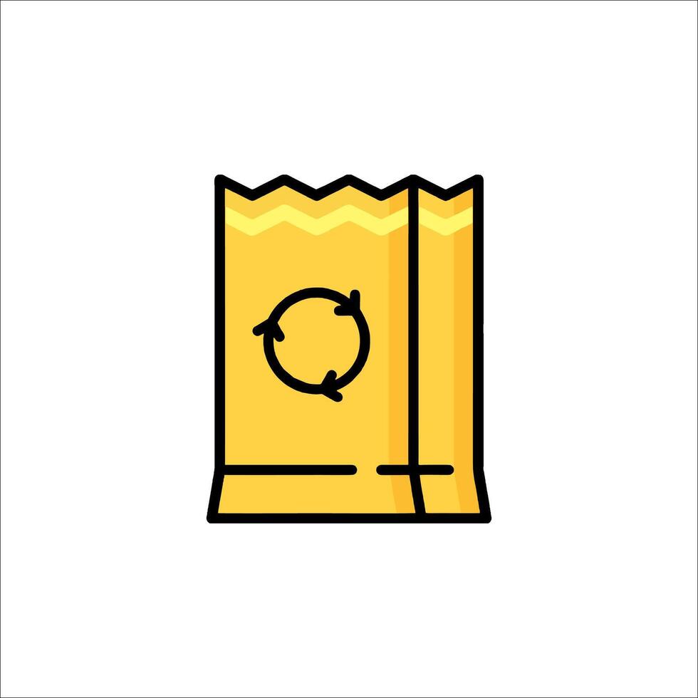 A yellow bag with a recycling symbol on it vector