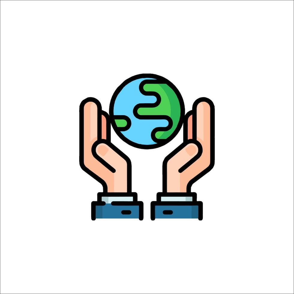 Hands holding a globe icon vector