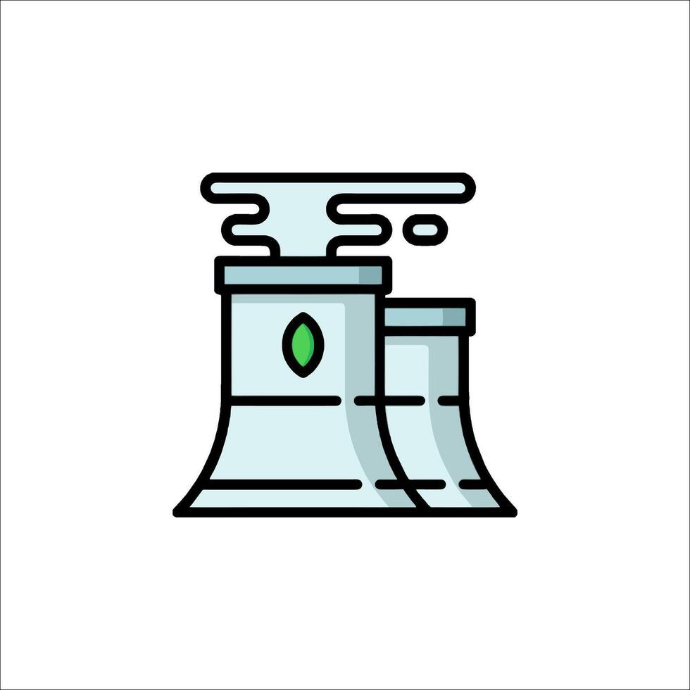 A green cloud icon with a nuclear power plant vector