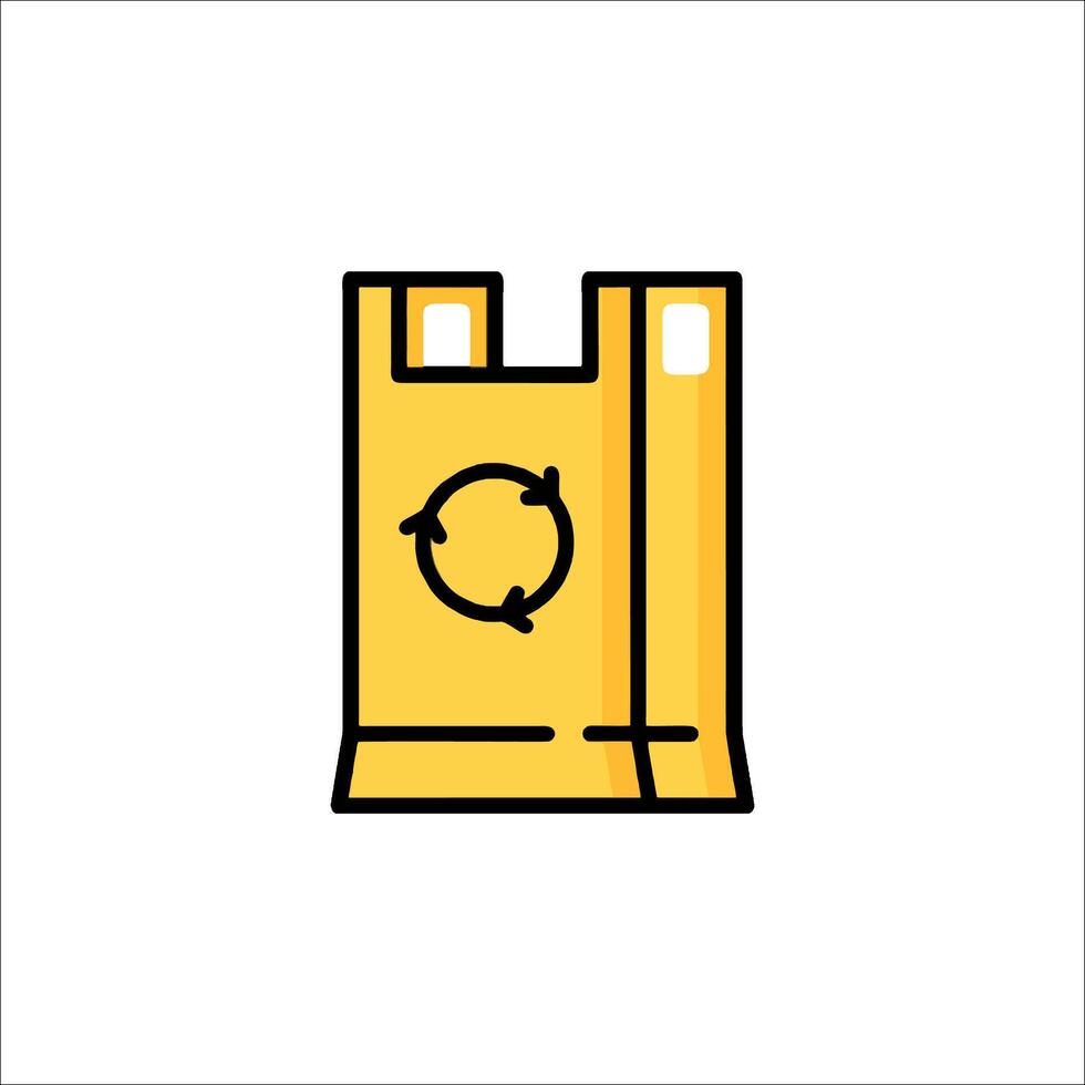 A yellow bag with a recycling symbol on it vector