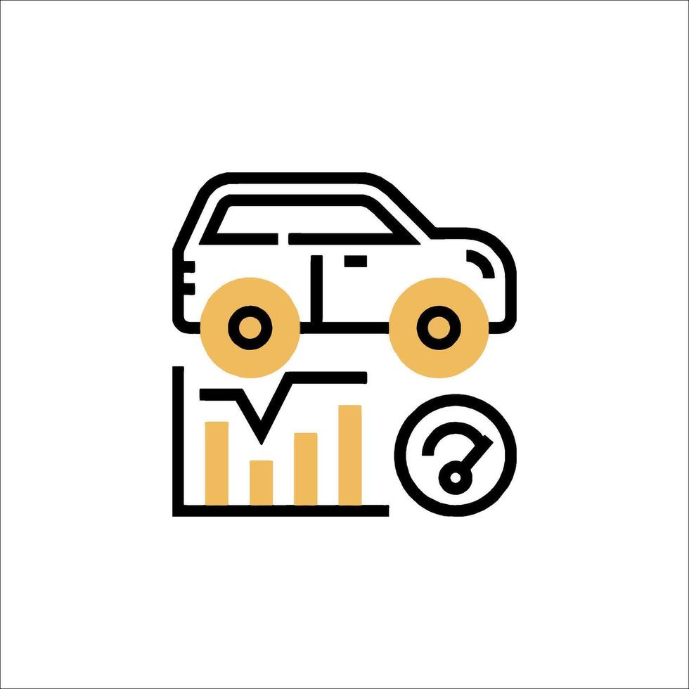Car icon with a car and a graph vector