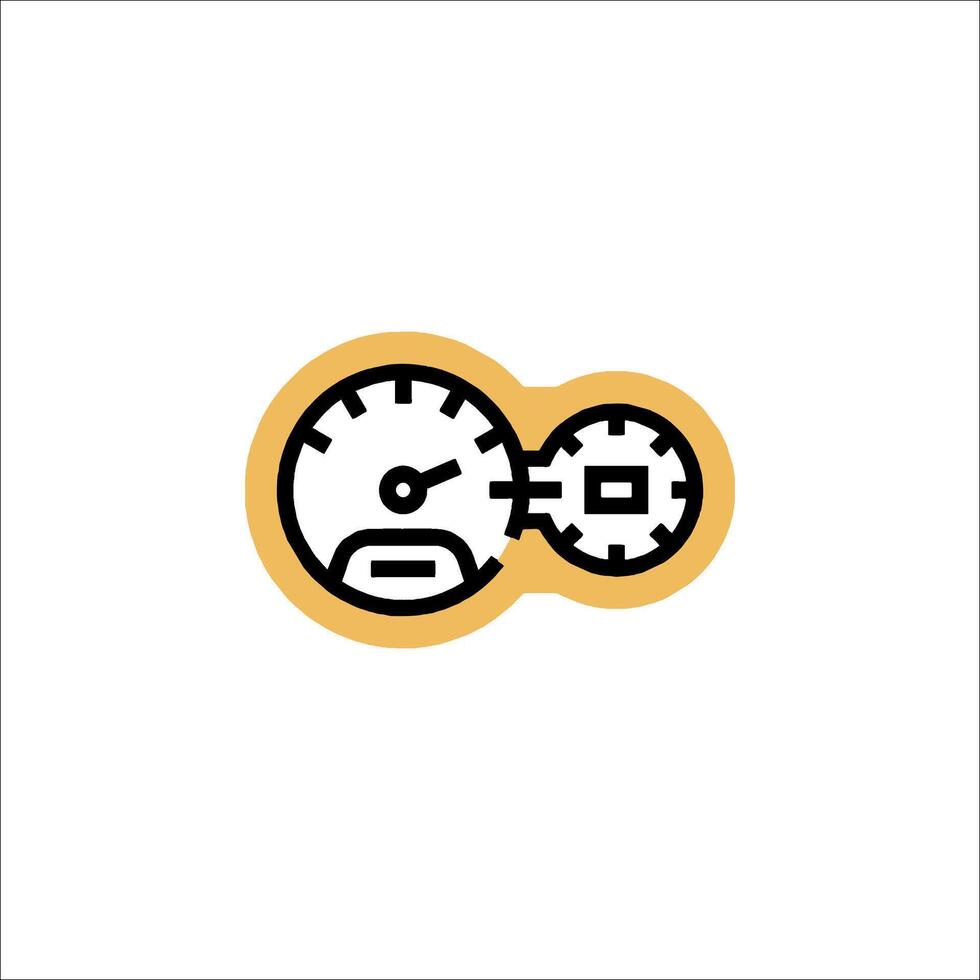A speedometer icon with a clock and a gear vector