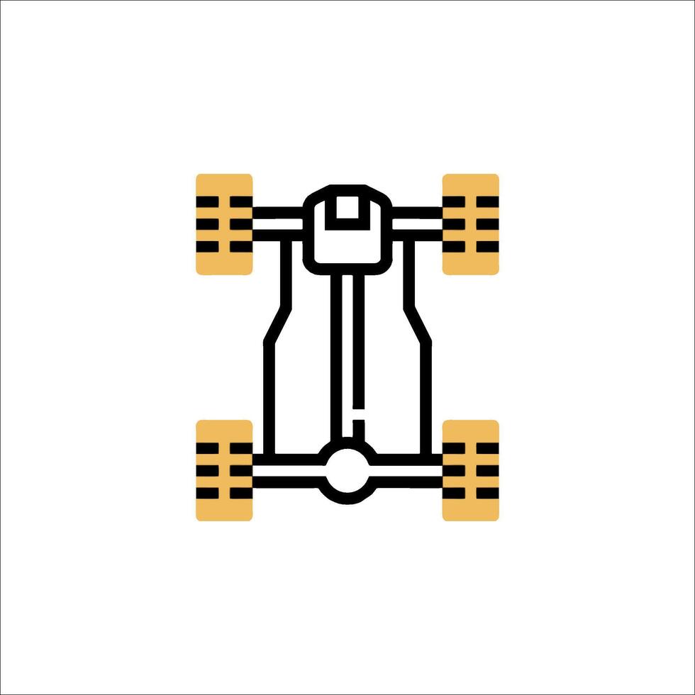 A car icon with wheels and tires vector