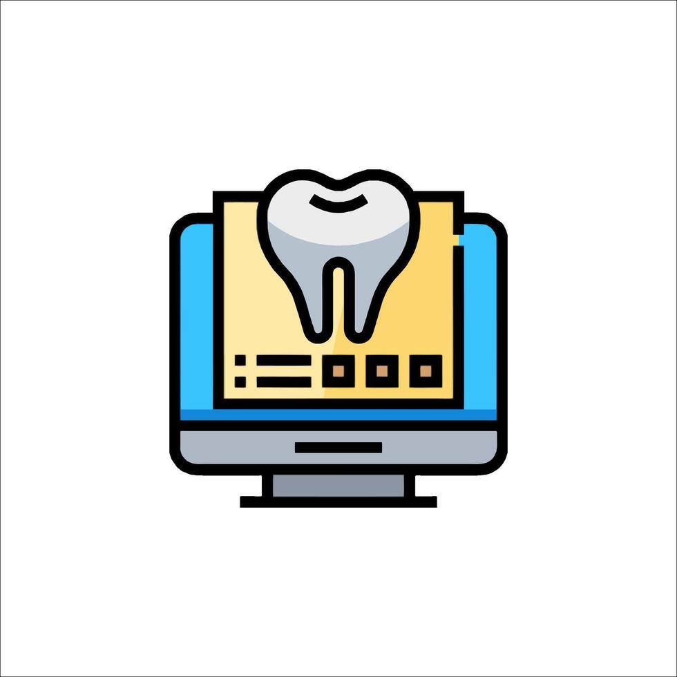 A tooth is on a computer screen with a check box vector