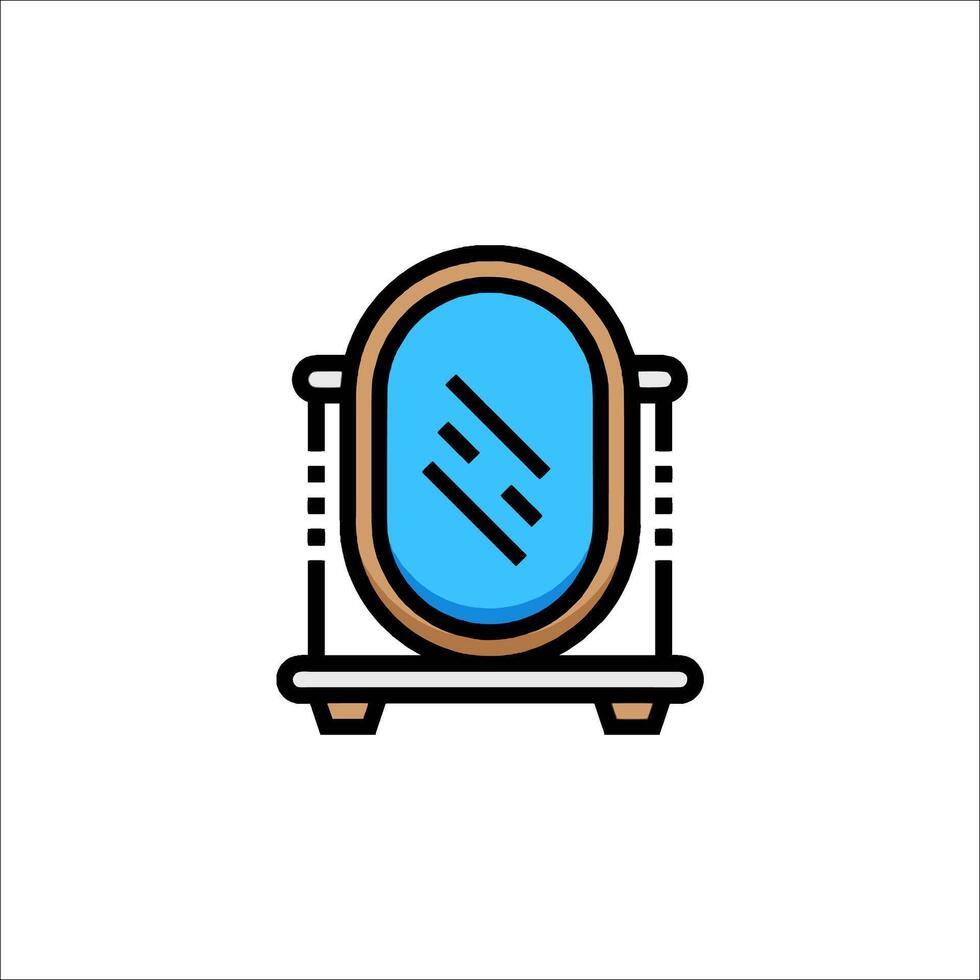 A blue and white icon of a mirror vector