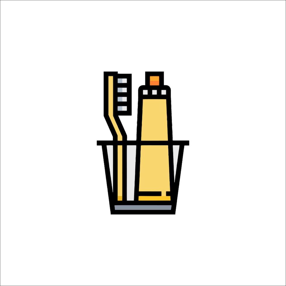 Toothbrush and toothpaste in a cup icon vector