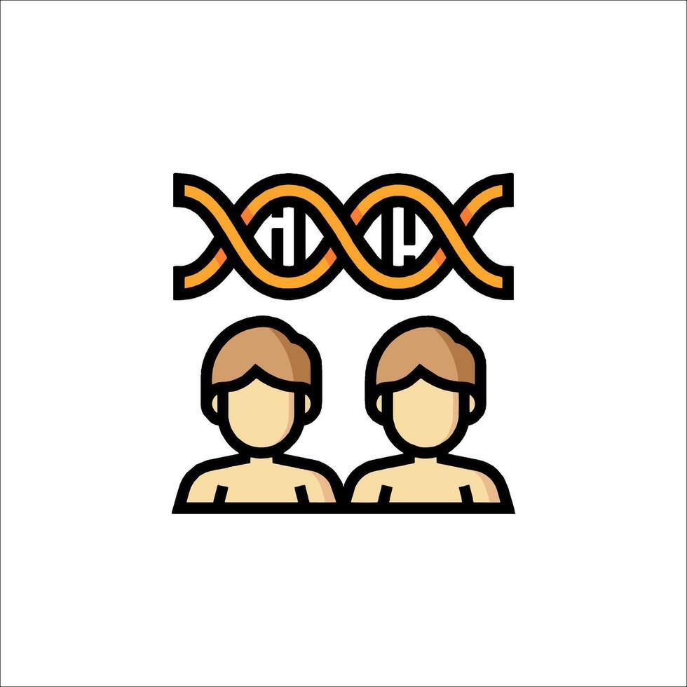 Two people with dna in front of a dna symbol vector