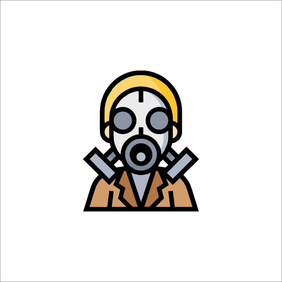 A man wearing a gas mask icon vector