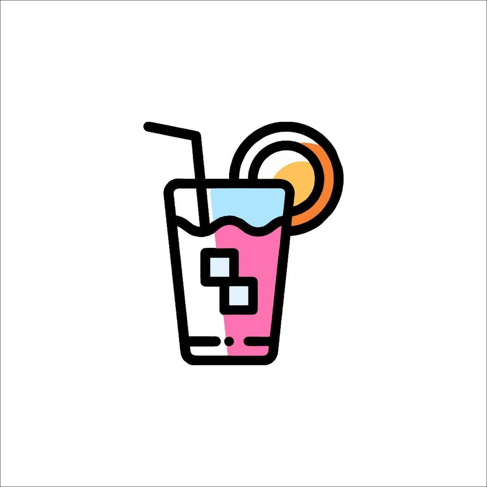 A colorful drink with a straw and slice of orange vector