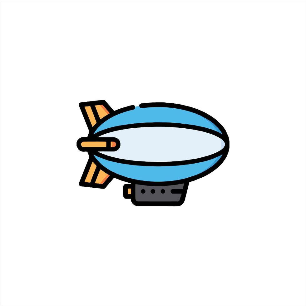 A cartoon airship flying over a white background vector