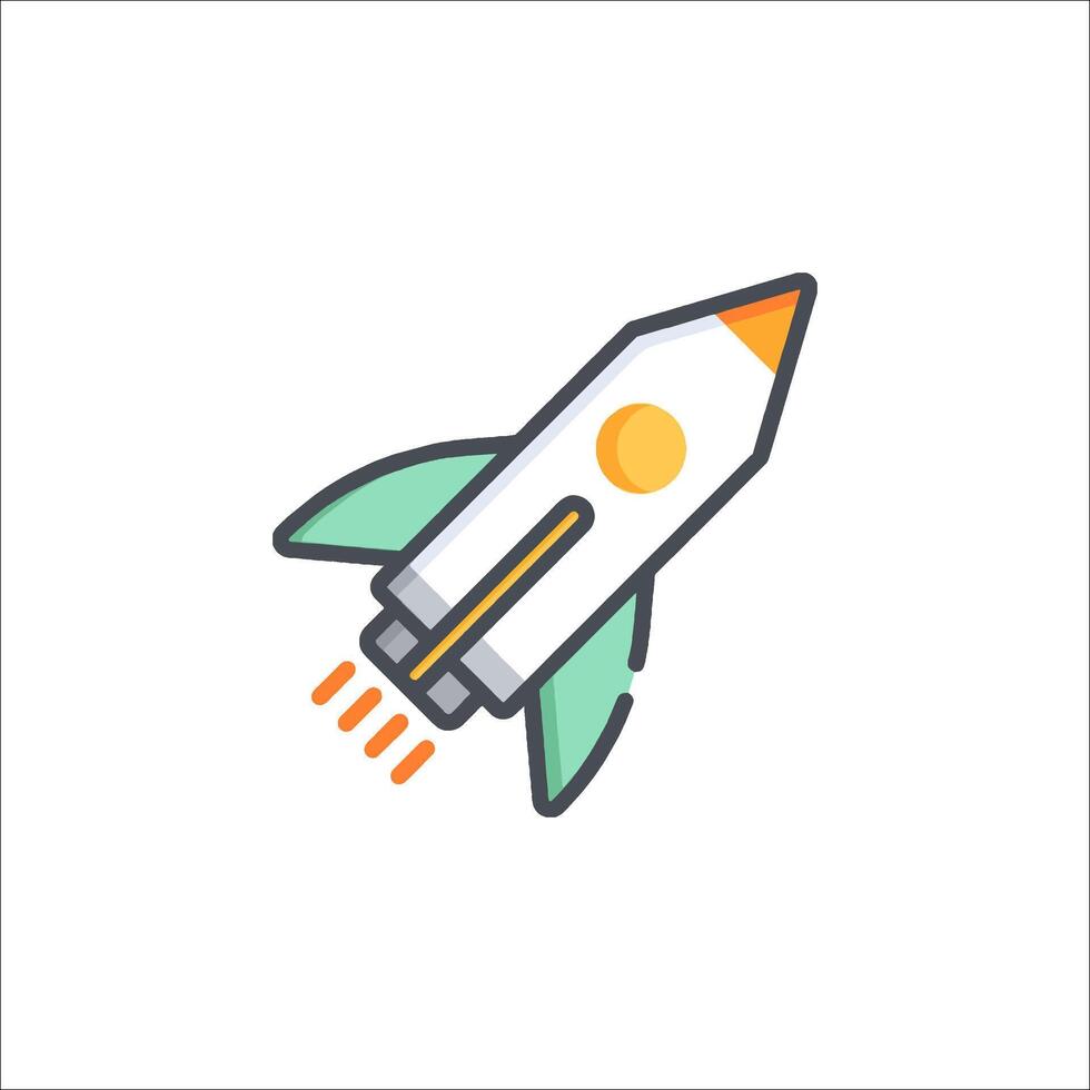A rocket ship icon on a white background vector