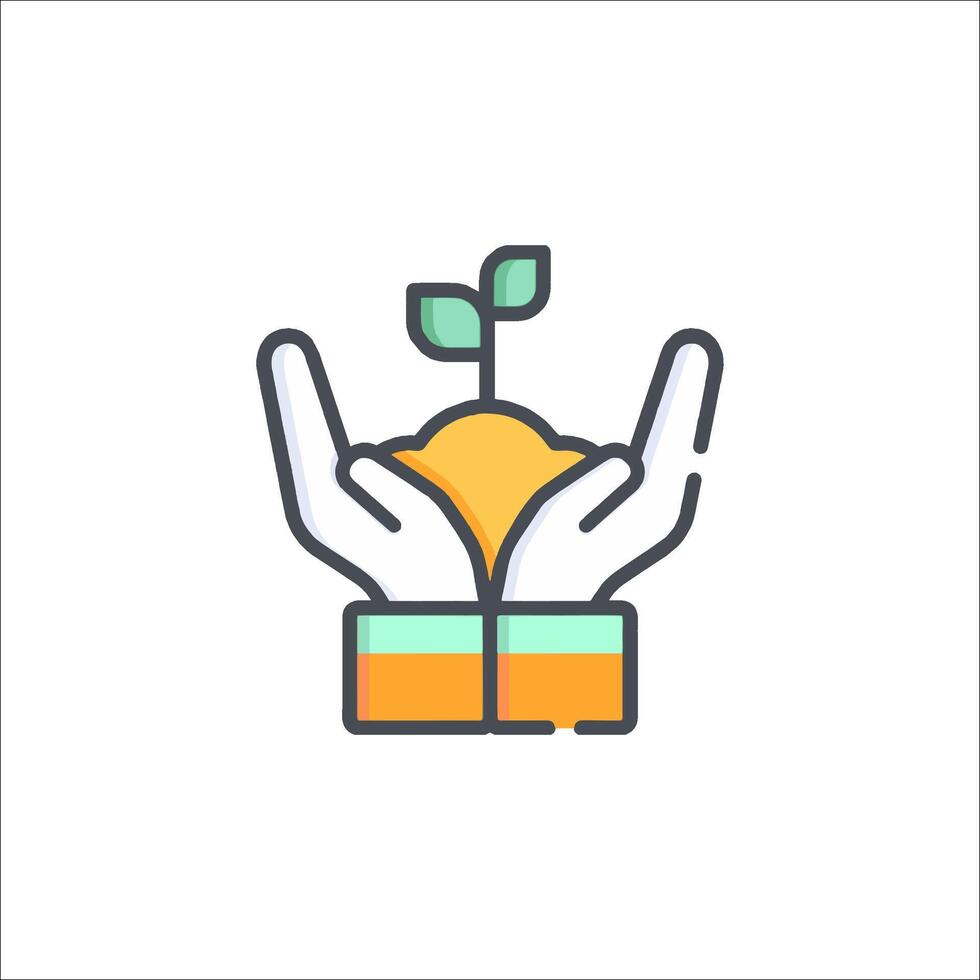 Hands holding a plant with a sprout vector
