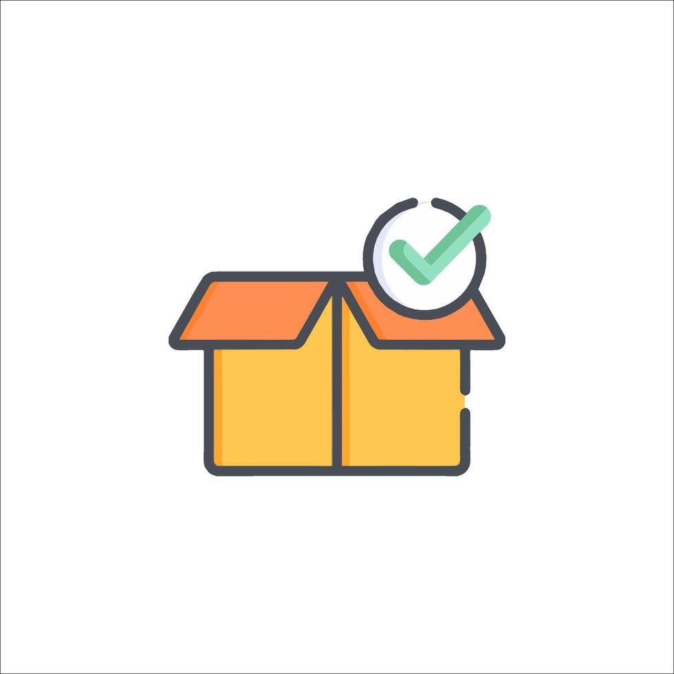 A box with a tick mark on it and a check mark vector