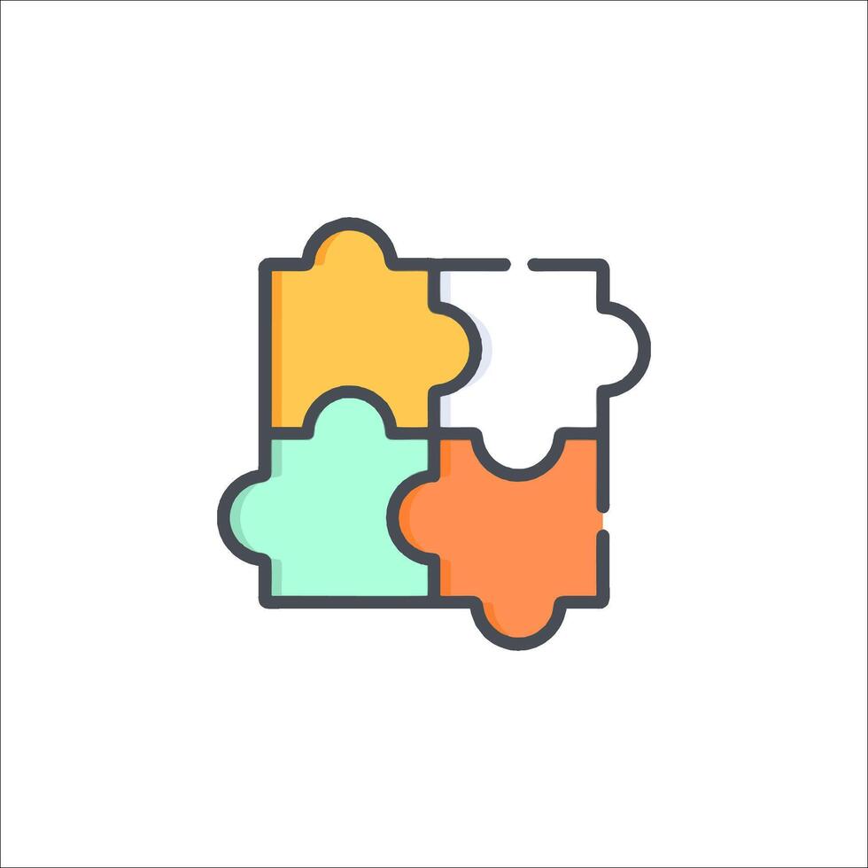 A puzzle piece icon with four pieces vector