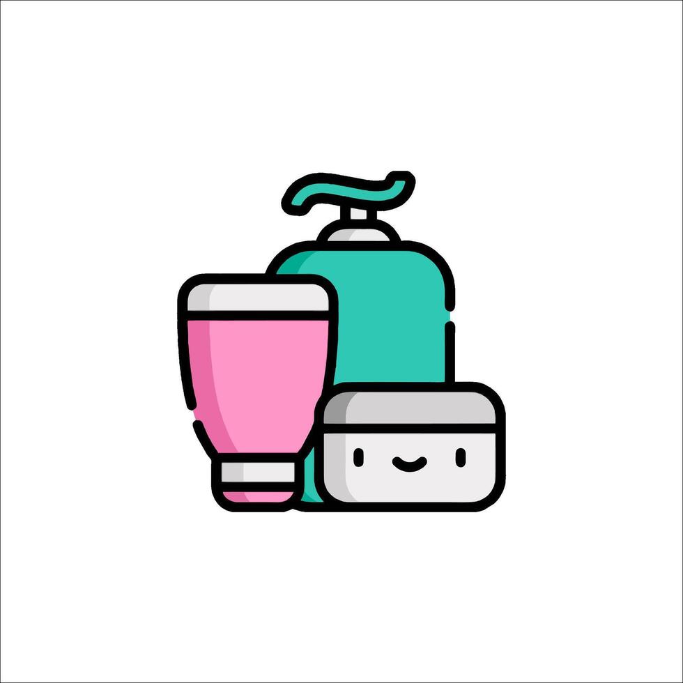 A cartoon character holding a bottle and a container vector