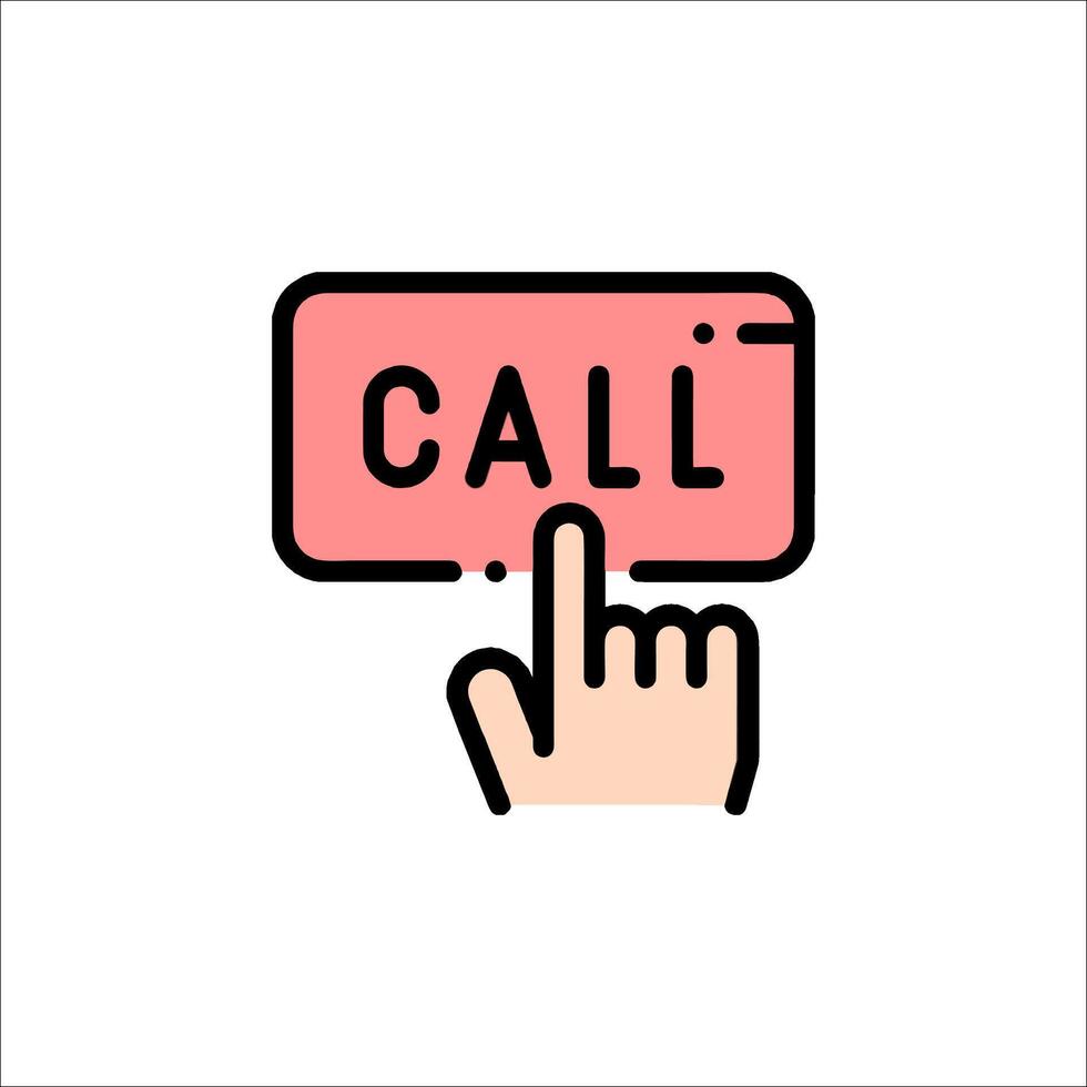 Call button icon with hand pointing to it vector