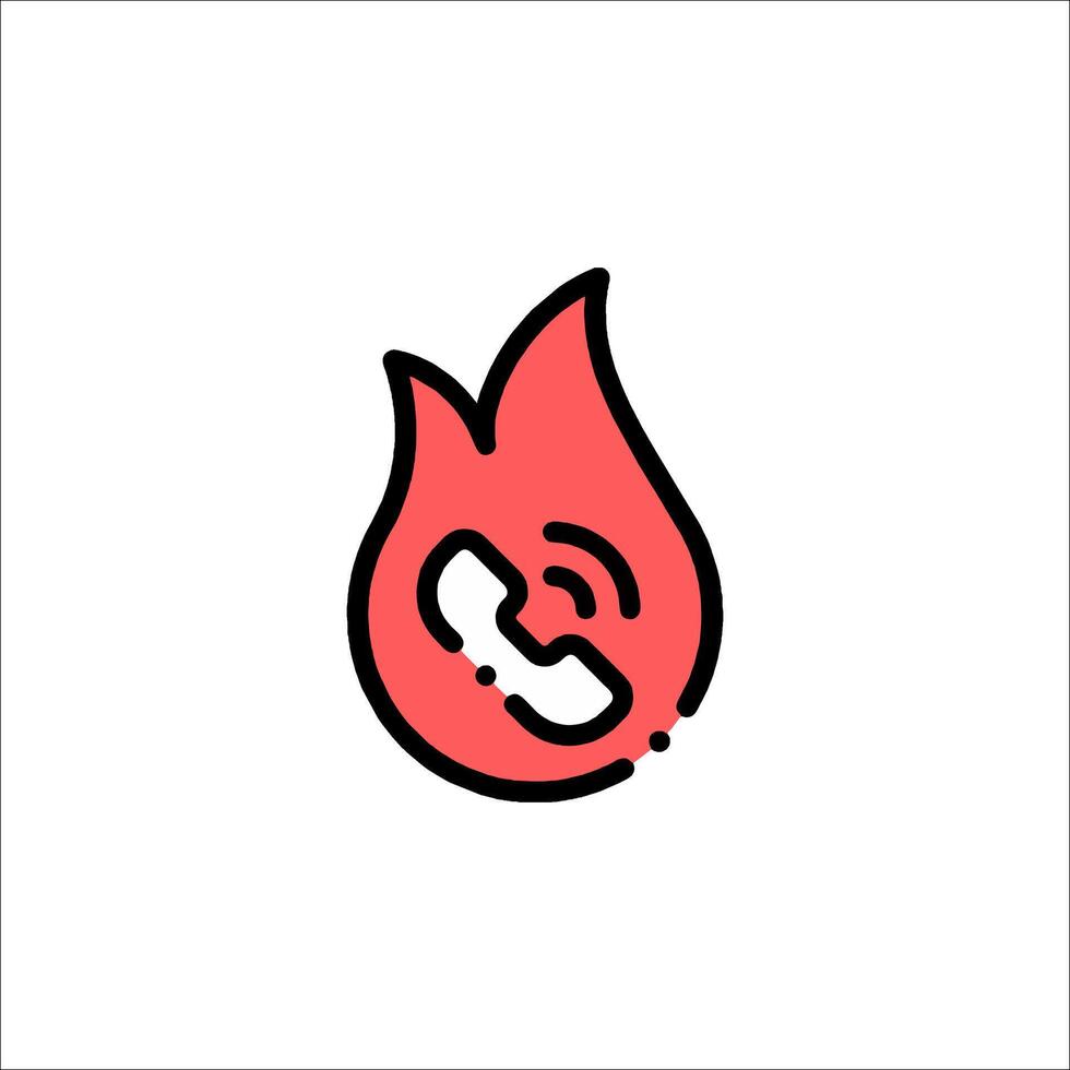 A red fire phone icon with a phone on it vector