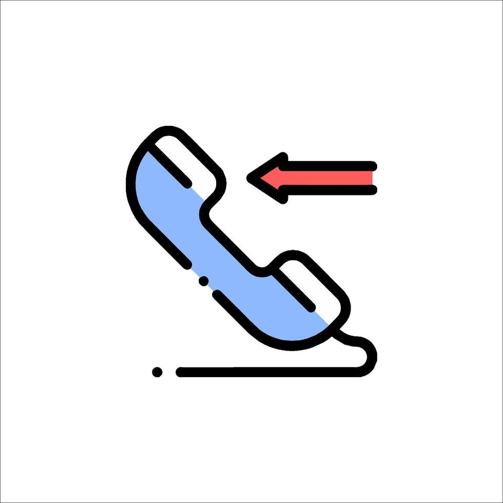 A phone receiver with an arrow pointing to it vector