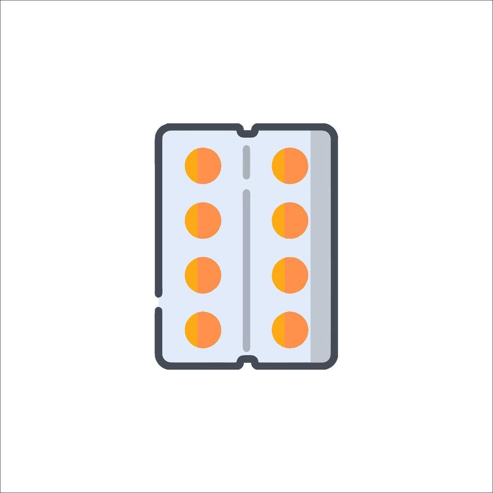 A tablet with orange pills inside vector