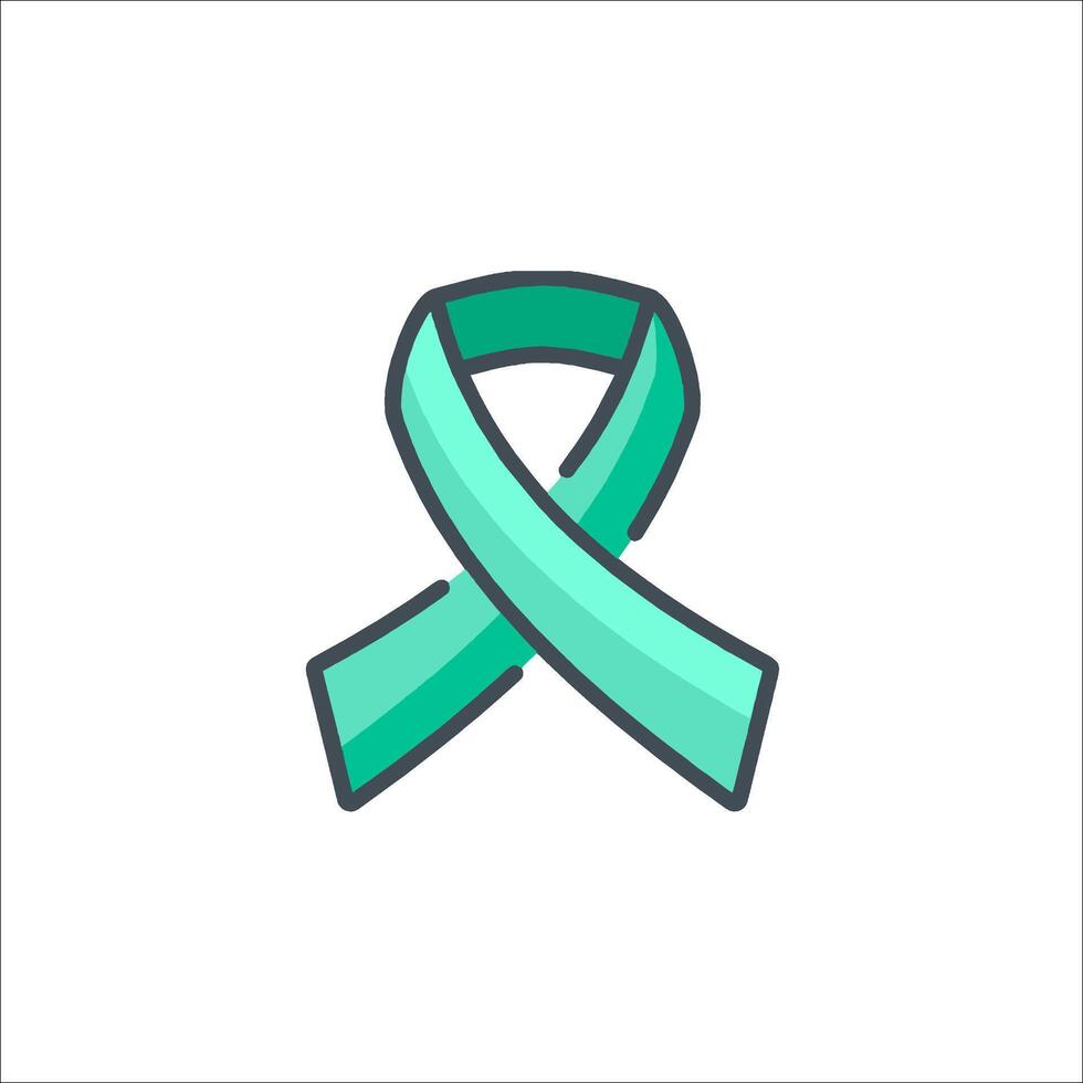 A green awareness ribbon icon vector