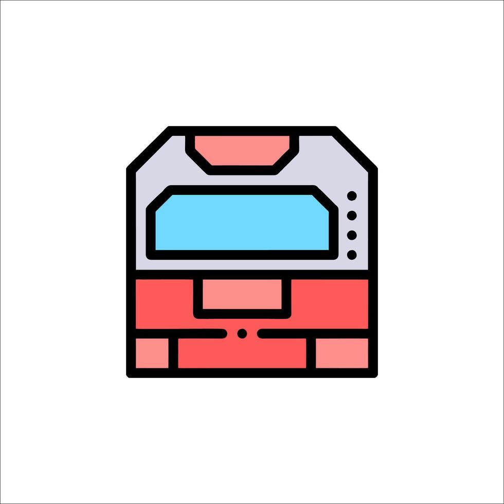 A red and blue computer icon on a white background vector