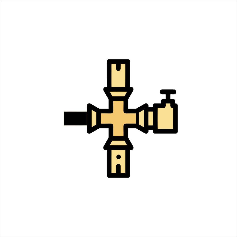 A cross with a pipe and a valve on it vector