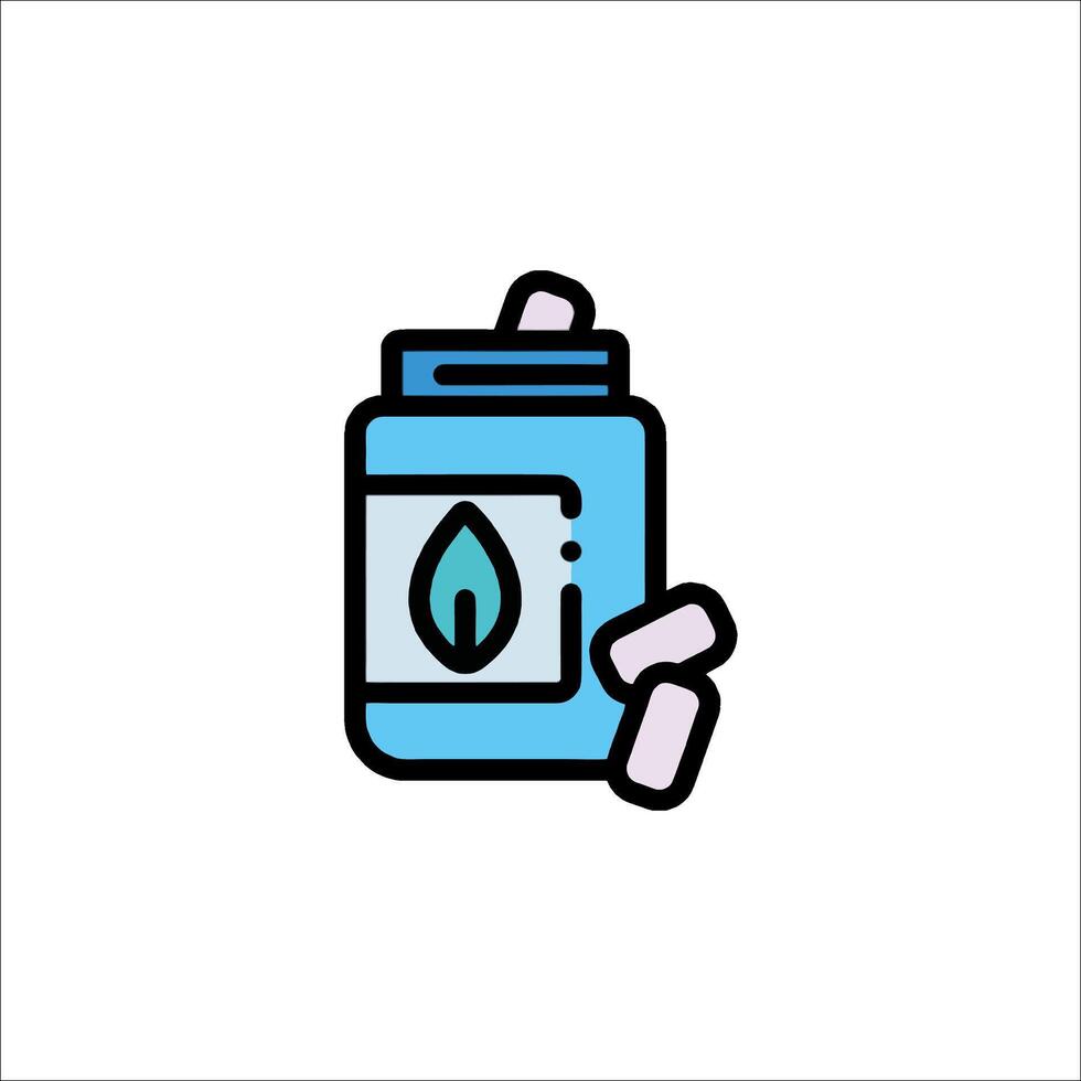 A bottle of pills with a green leaf on it vector