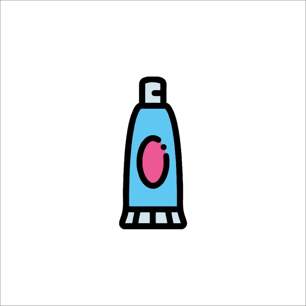 A tube of toothpaste is shown in a line drawing vector