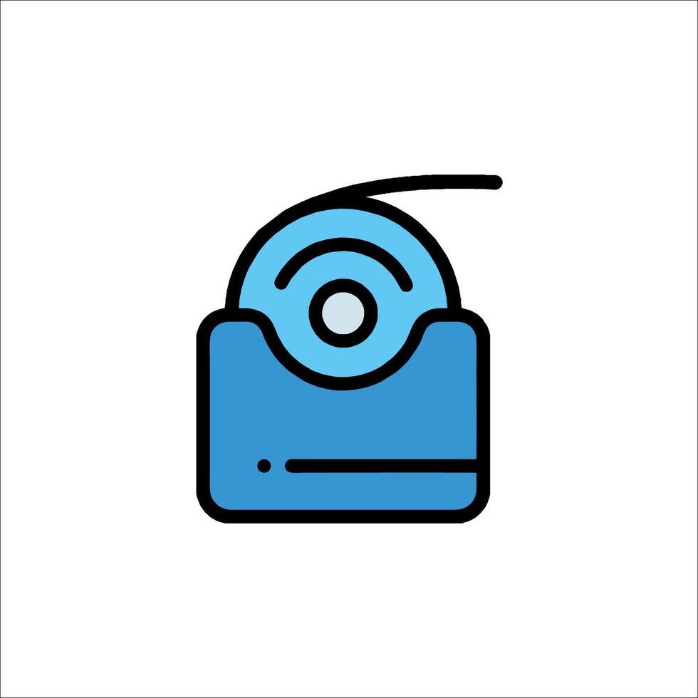 A blue and black icon of a disk drive vector
