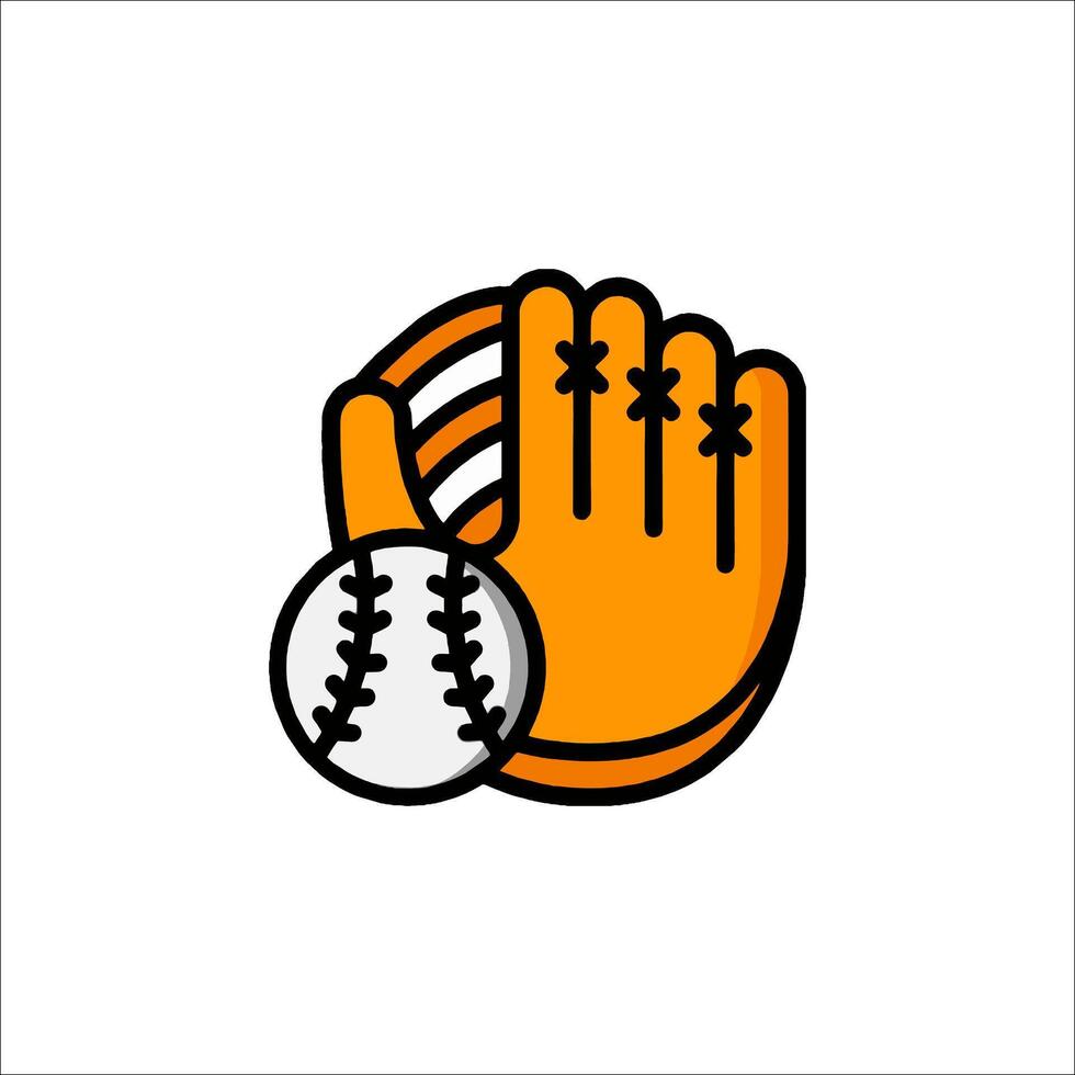 Baseball glove and ball icon illustration vector