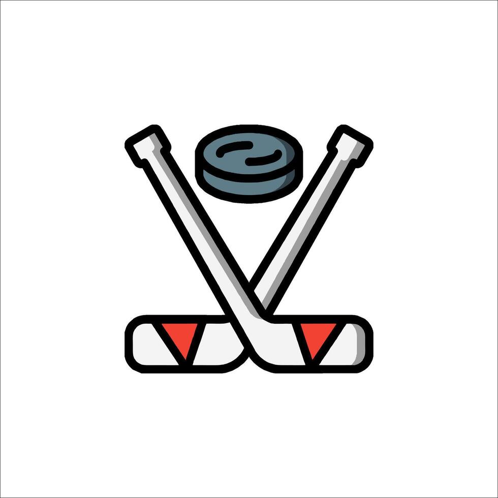 Hockey logo with crossed sticks and puck vector