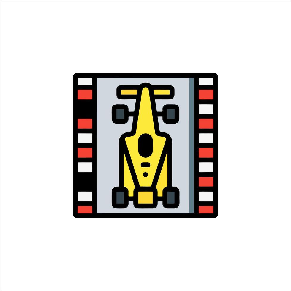 A yellow racing car on a track icon vector