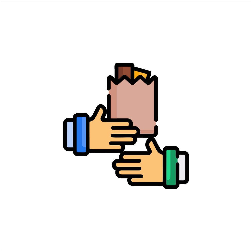 A hand holding a bag of chips and a hand holding a bag of chips vector