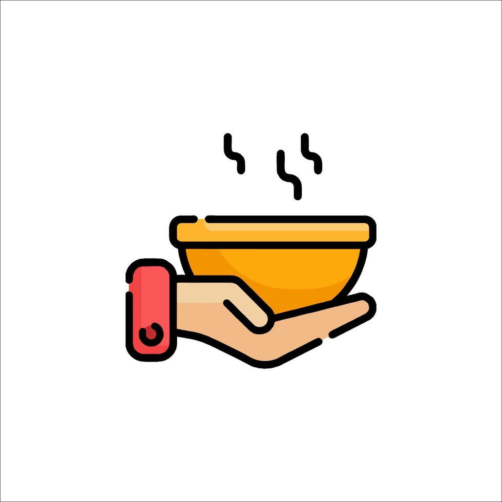 A hand holding a bowl of soup vector