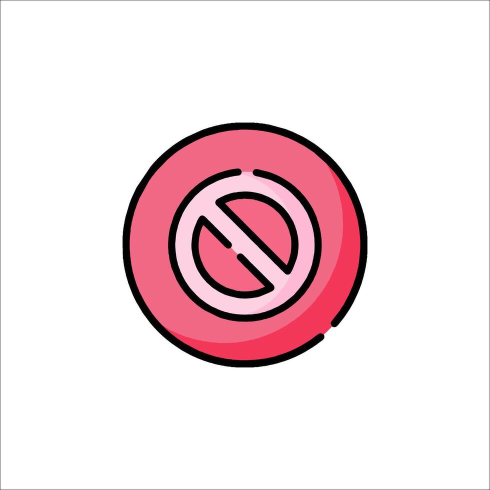 A pink circle with a no sign on it vector
