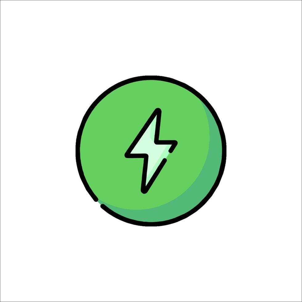 A green and black lightning bolt icon vector