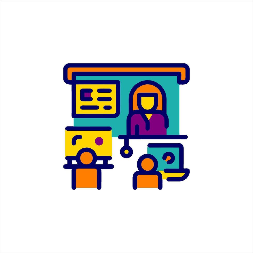 A person is sitting at a desk with a computer vector